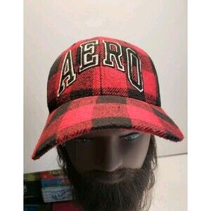 Aeropostale Red & Black Plaid Adjustable Strapback Trucker Hat